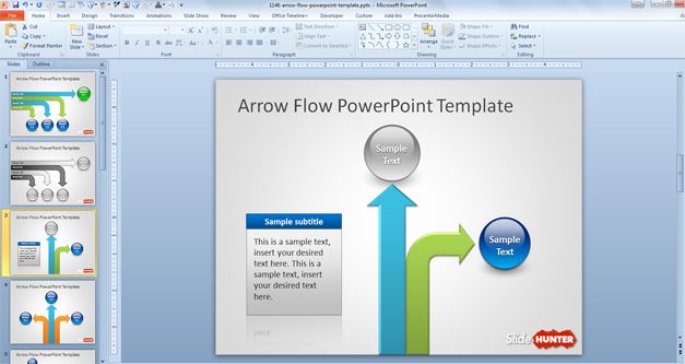 Veritcal arrow layout for PowerPoint presentations, table and caption