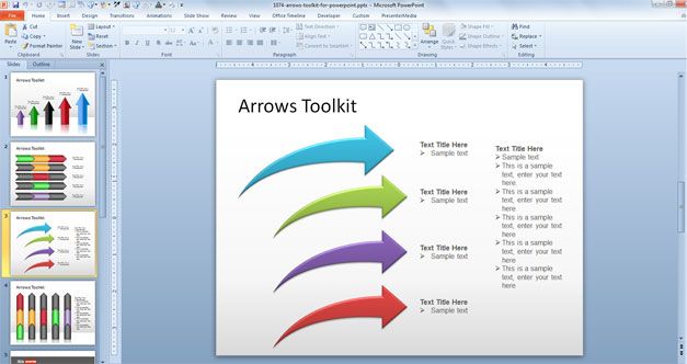 Free curved arrows powerpoint template