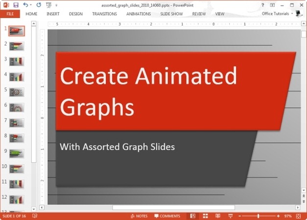 assorted graph slides animated template for powerpoint