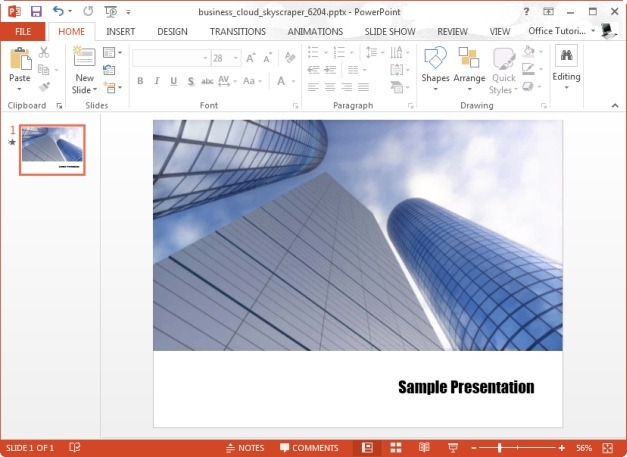 business cloud skyscrapper template for powerpoint