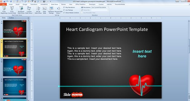 Free Animated PowerPoint Template with Heart Cardiogram Animation