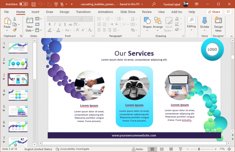 Animated Cascading Bubbles PowerPoint Template