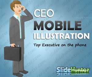 CEO Mobile Cartoon Illustration for PowerPoint Presentations