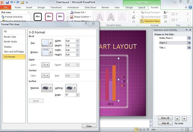 3D layout in PowerPoint presentation