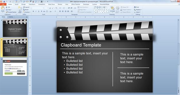 Film Clapboard presentation design with 100% editable graphics
