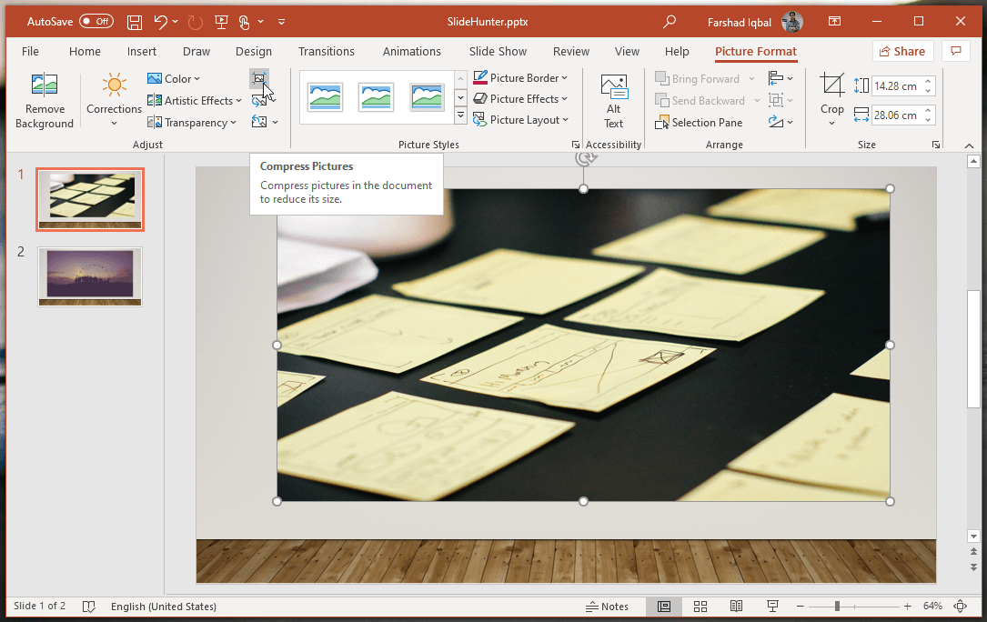 compress pictures in powerpoint 2019