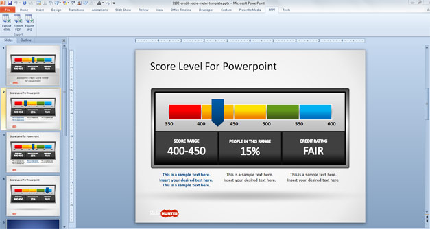 Awesome Credit Score Meter for PowerPoint