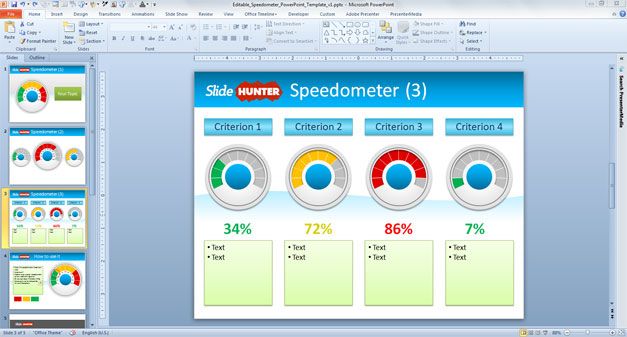 Editable Speedometer PowerPoint Template