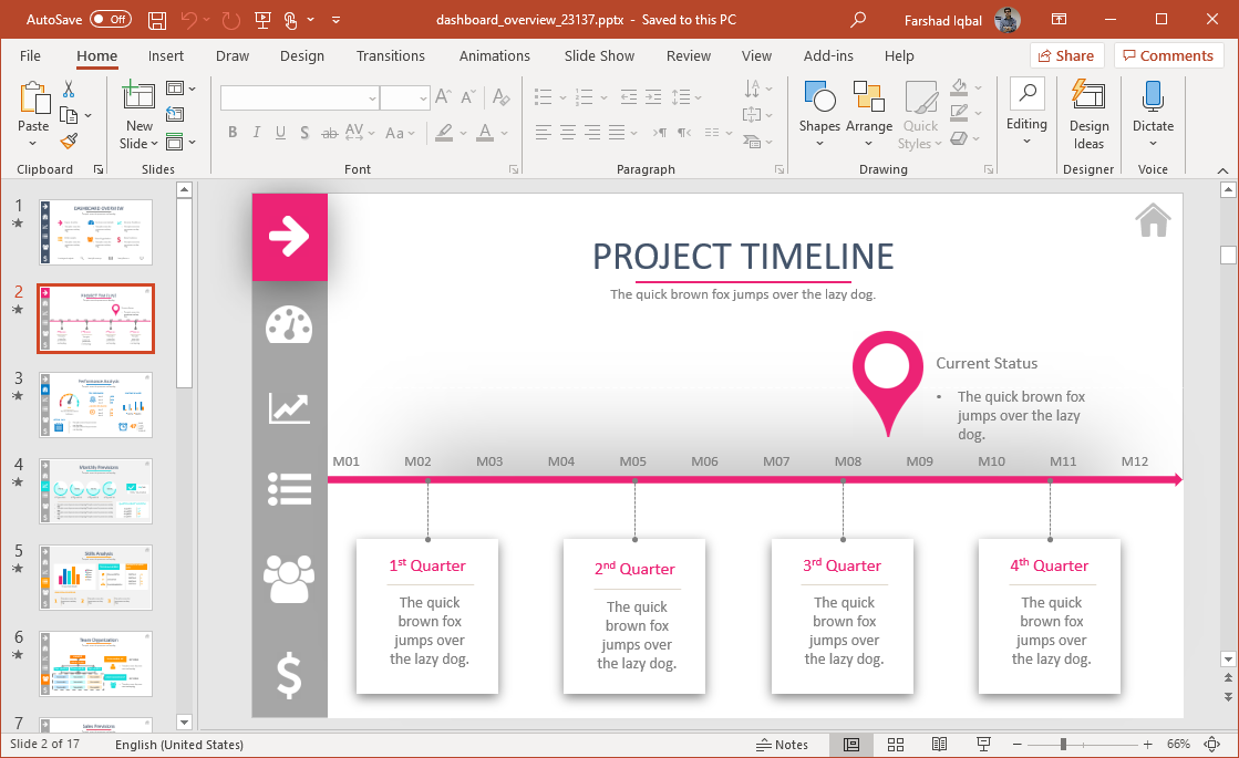 dashboard project timeline