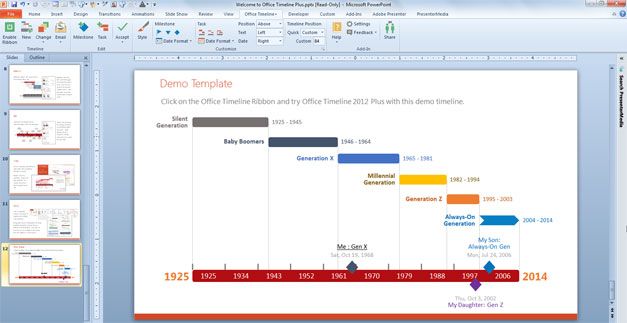 Make a Timeline PowerPoint Template using Office Timeline