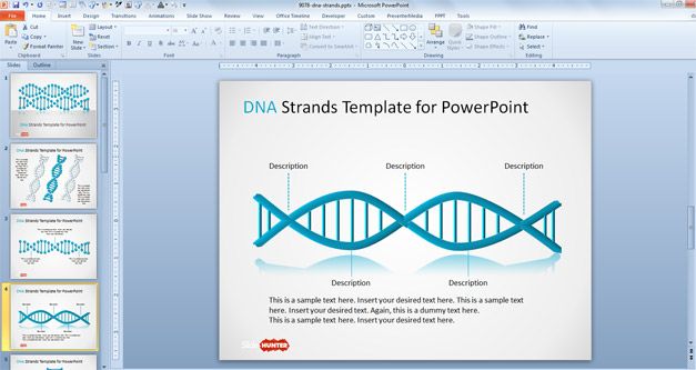 free genetic PowerPoint template with DNA strand