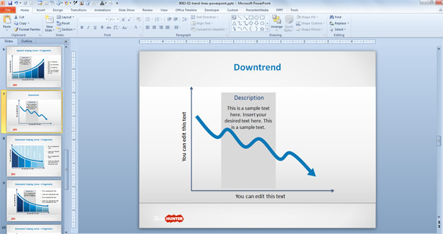 Plantilla de Gráficos de Tendencia para PowerPoint