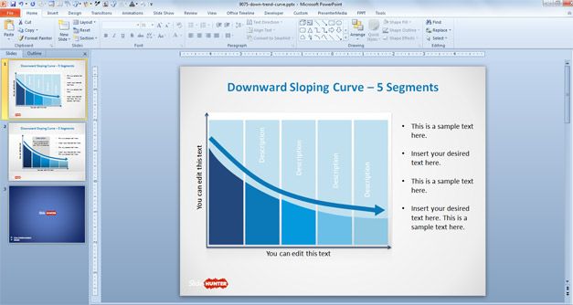Downward Sloping Curve Template for PowerPoint