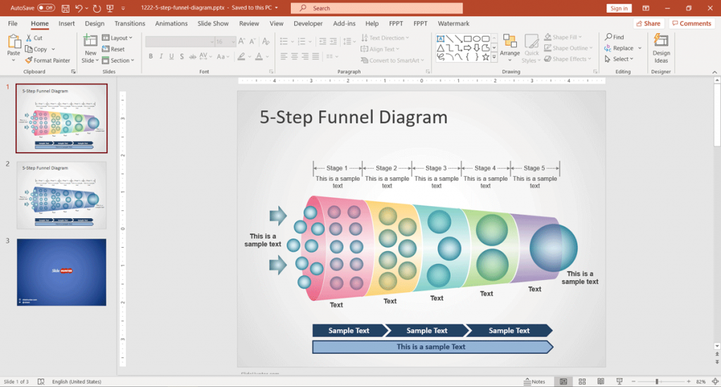 Free 5-Step Horizontal Funnel Diagram PowerPoint Template ...