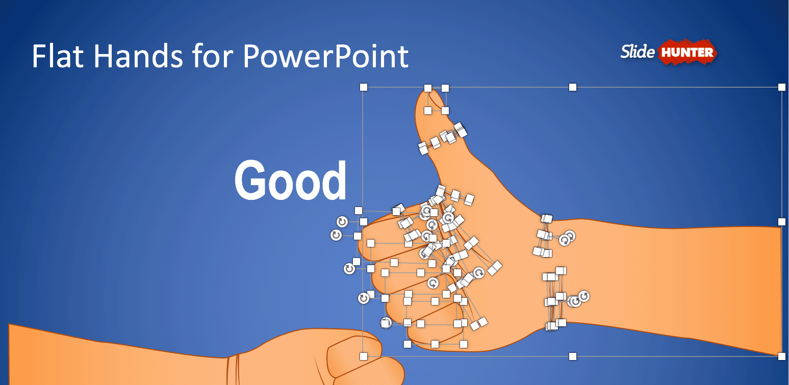 Editable shapes of Flat Hand PowerPoint template