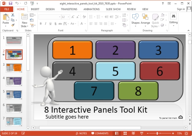 eight interactive panles powerpoint template