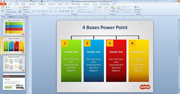 Example of four columns in PowerPoint template
