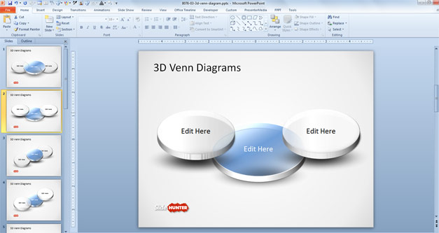 3D Venn Diagram Template for PowerPoint