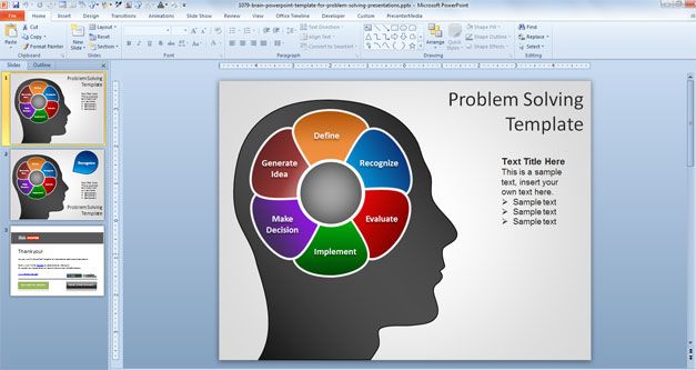 Brain PowerPoint Template for Problem Solving Presentations