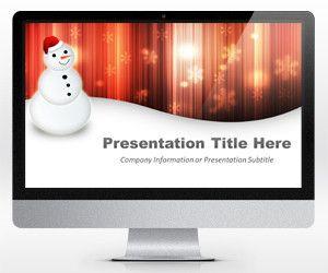Widescreen Happy Snowman Orange Powerpoint Template (16×9)