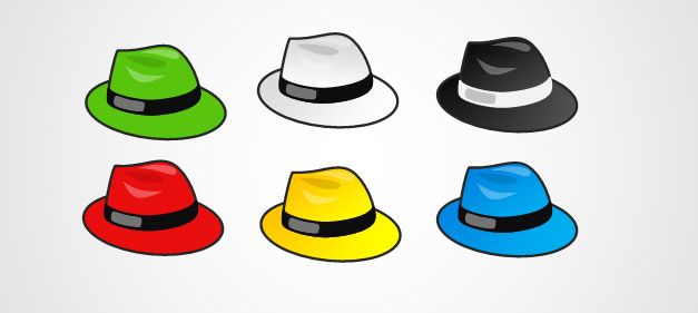 six hats icons free shapes for PowerPoint