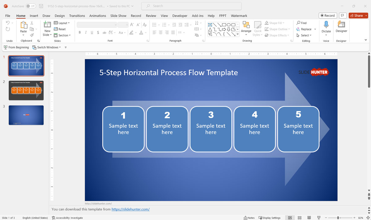 Free Free Horizontal Process Diagram With 5 Steps And Presentation Slides 1267