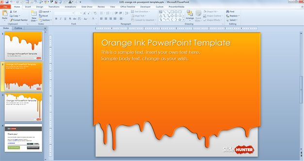 free orange ink powerpoint template