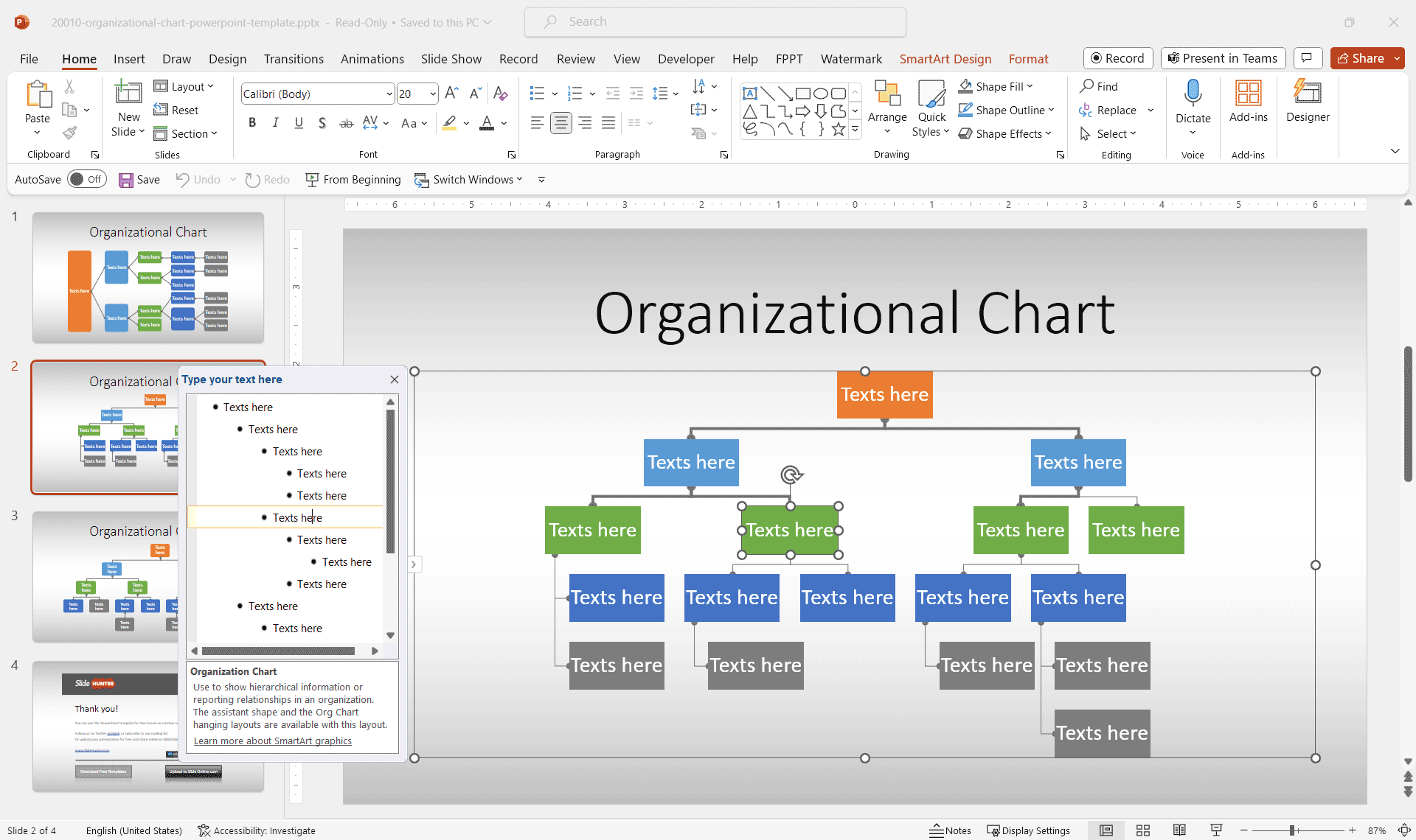 Free Org Chart Template for PowerPoint presentations
