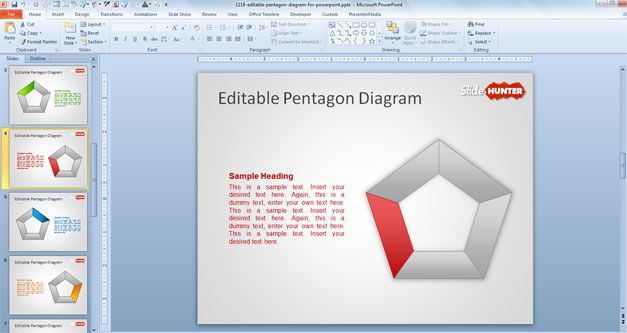 Editable Pentagon Diagram for PowerPoint