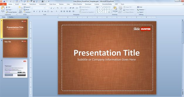 Free Linen PowerPoint Designs for Presentations with Brown background color