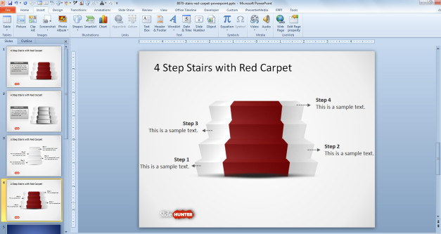 Stairs diagram for PowerPoint with red carpet