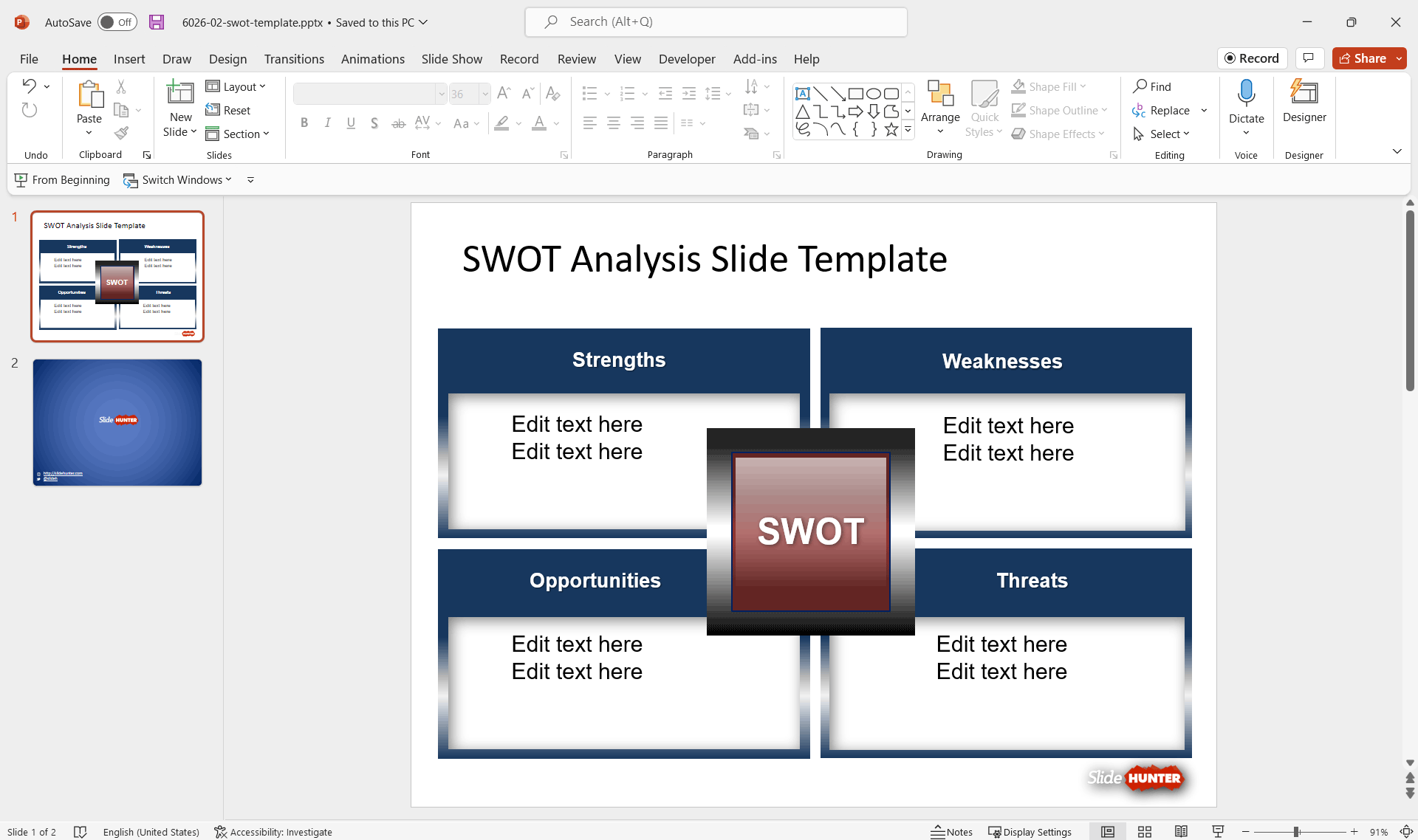 FREE SWOT Slide Template for PowerPoint