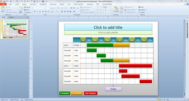 Free Simple Gantt Template for PowerPoint presentations