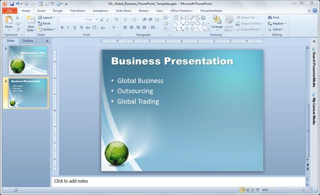 free business PowerPoint template for global business