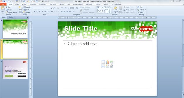 Free Pixels Green PowerPoint Template