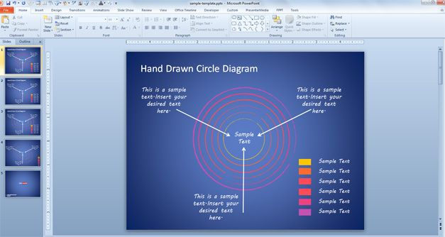Editable Hand Drawn Circles Diagram with color legend for PowerPoint