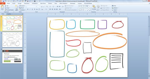 gráficos de PowerPoint con efecto de dibujo a mano