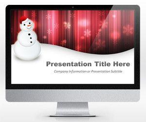Widescreen Happy Snowman Red Powerpoint Template (16:9)
