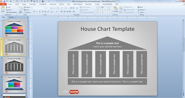 Free House Chart Diagram for PowerPoint for Multilevel data and presentations in PowerPoint