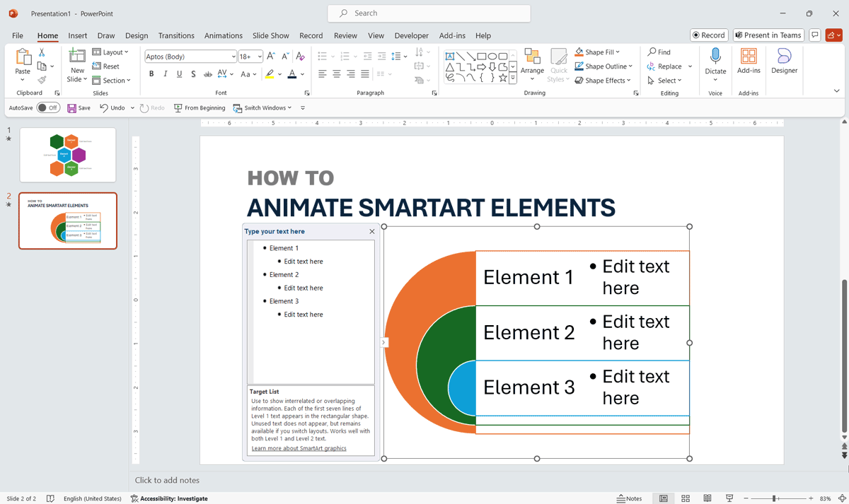 How to Animate Individual Shapes in a SmartArt Diagram