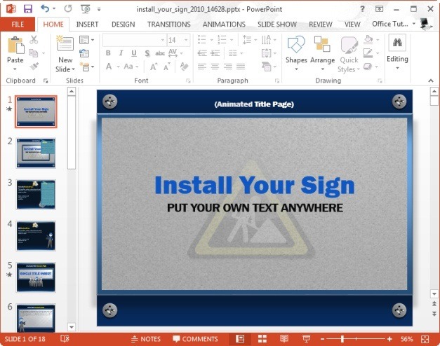 install your sign customizable video animation slide