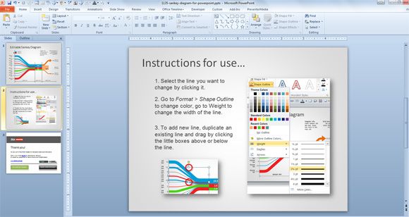 How to use the Sankey PowerPoint template