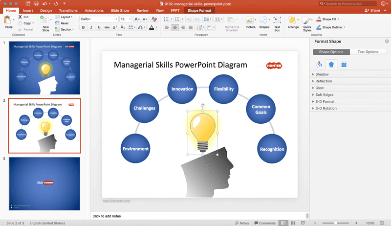 Free Managerial Skills diagram for PowerPoint
