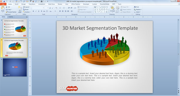 3D Market Segmentation PowerPoint Template