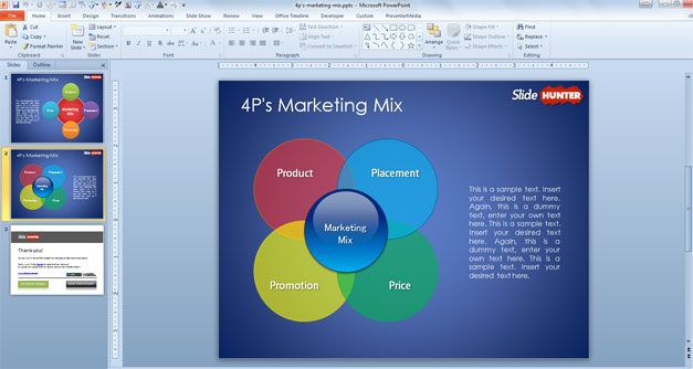Marketing mix example in PowerPoint