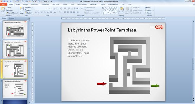 Free Maze PowerPoint Template with vertical layout