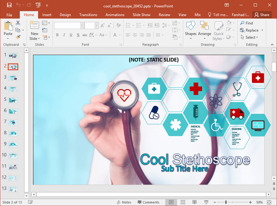 Animated Stethoscope Powerpoint Template