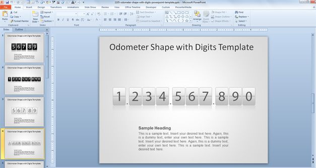 free Odometer Shape with Digits PowerPoint Template