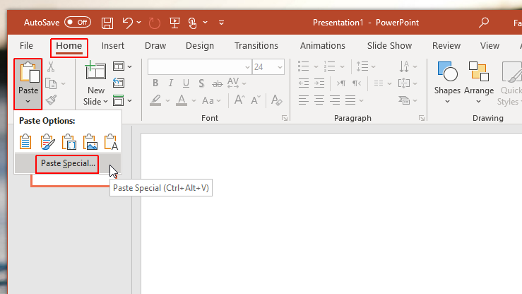 paste data in powerpoint from excel spreadsheet