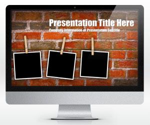 Widescreen Brick Wall PowerPoint Template with Photo